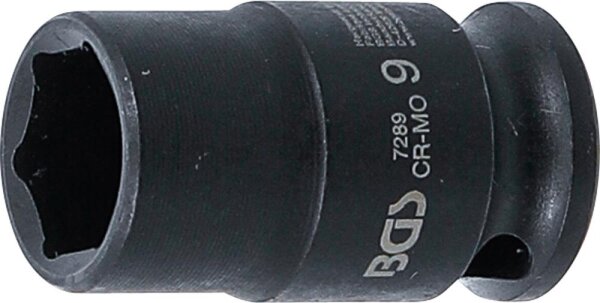 BGS Kraft-Steckschlüssel-Einsatz Sechskant | Antrieb Innenvierkant 6,3 mm (1/4") | SW 9 mm
