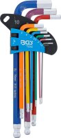 BGS Winkelschlüssel-Satz | Multicolour | Innensechskant, Innensechskant mit Kugelkopf 1,5 - 10 mm | 9-tlg.