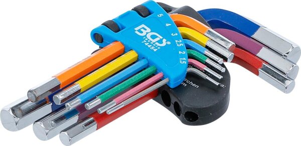 BGS Winkelschlüssel-Satz | Multicolour | kurz | Innensechskant 1,5 - 10 mm | 9-tlg.