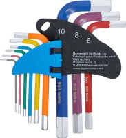 BGS Winkelschlüssel-Satz | Multicolour | kurz | Innensechskant 1,5 - 10 mm | 9-tlg.