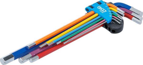BGS Winkelschlüssel-Satz | Multicolour | extra lang | Innensechskant 1,5 - 10 mm | 9-tlg.