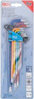 BGS Winkelschlüssel-Satz | Multicolour | extra lang | T-Profil (für Torx) T10 - T50 | 9-tlg.