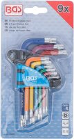 BGS Winkelschlüssel-Satz | Multicolour | kurz | T-Profil (für Torx) mit Bohrung T10 - T50 | 9-tlg.