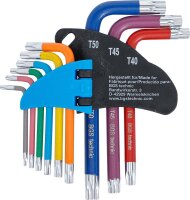 BGS Winkelschlüssel-Satz | Multicolour | kurz | T-Profil (für Torx) mit Bohrung T10 - T50 | 9-tlg.