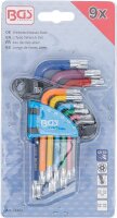 BGS Winkelschlüssel-Satz | Multicolour | kurz | T-Profil (für Torx) mit Bohrung und Kugelkopf T10 - T50 | 9-tlg.