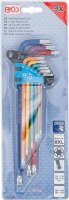 BGS Winkelschlüssel-Satz | Multicolour | extra lang | T-Profil (für Torx) mit Kugelkopf T10 - T50 | 9-tlg.