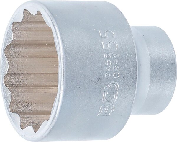 BGS Steckschlüssel-Einsatz Zwölfkant | Antrieb Innenvierkant 20 mm (3/4") | SW 55 mm
