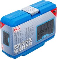 BGS Kraft-Steckschlüssel-Einsatz-Satz | E-Profil Plus | Antrieb Innenvierkant 6,3 mm (1/4"), 10 mm (3/8"), 12,5 mm (1/2") | SW EP4 - E32 | 19-tlg.