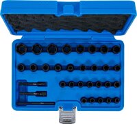 BGS Spiral-Profil-Steckschlüssel-Satz / Schraubenausdreher | Antrieb Innenvierkant 6,3 mm (1/4") / 10 mm (3/8") | Metrisch und Zollgrößen | 32-tlg.