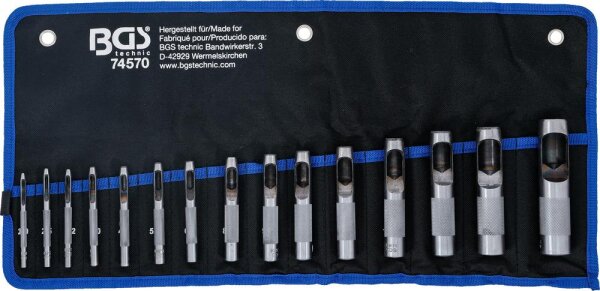 BGS Locheisen-Satz | 2 - 22 mm | 15-tlg.