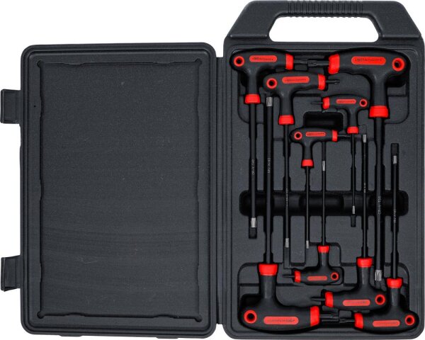 BGS Diy Schraubendreher-Satz mit T-Griff und seitlicher Klinge | T-Profil (für Torx) mit Bohrung | T10 - T50 | 9-tlg.