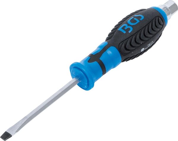 BGS Schraubendreher | mit Außensechskant | Schlitz 5 mm | Klingenlänge 75 mm