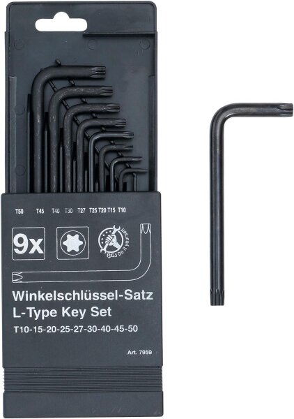 BGS Diy Winkelschlüssel-Satz | T-Profil (für Torx) T10 - T50 | 9-tlg.