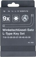 BGS Diy Winkelschlüssel-Satz | T-Profil (für Torx) T10 - T50 | 9-tlg.