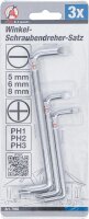 BGS Diy Winkel-Schraubendreher-Satz | Schlitz / Kreuzschlitz | 3-tlg.
