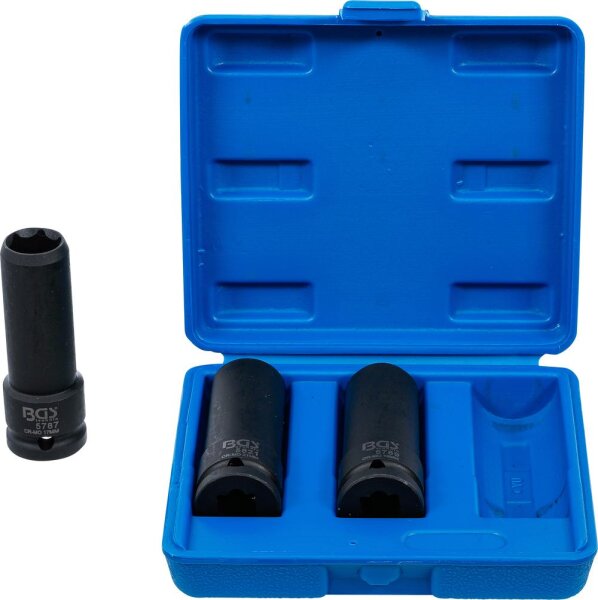 BGS Kraft-Spezial-Steckschlüssel-Einsatz-Satz | Antrieb Innenvierkant 12,5 mm (1/2") | SW 17 / 19 / 21 mm | 3-tlg.