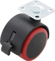 BGS Diy Lenk-Doppelrolle mit Bremse | rot/schwarz | 50 mm