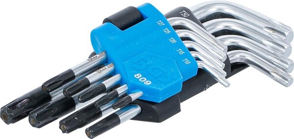 BGS Winkelschlüssel-Satz | kurz | T-Profil (für Torx) mit Bohrung T10 - T50 | 9-tlg.