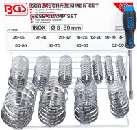 BGS Schlauchklemmen-Sortiment | rostfrei | auf Tafel | 111-tlg.