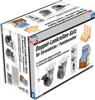 BGS Diy Doppel-Lenkrollen-Satz | für Strandkörbe / Palettenmöbel | Ø 75 mm | 4-tlg.