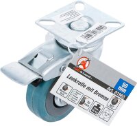 BGS Diy Lenkrolle mit Bremse | Gummi | mit Anschraubsockel | Ø 50 mm