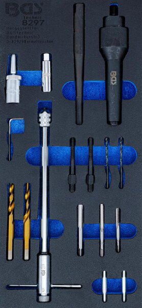 BGS Werkstattwageneinlage 1/3: Glühkerzen-Ausbau- und Gewinde-Reparatur-Satz | M8, M10 | 17-tlg.