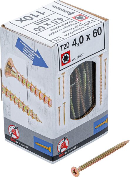 BGS Diy Mehrzweckschrauben | T-Profil (für Torx) T20 | 4,0 x 60 mm | 110 Stück