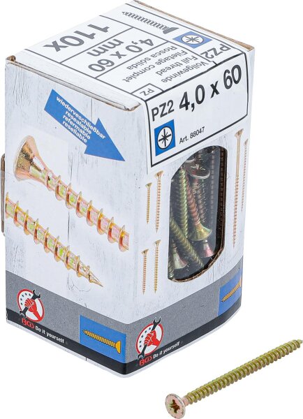 BGS Diy Mehrzweckschrauben | Kreuzschlitz PZ2 | 4,0 x 60 mm | 110 Stück