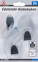 BGS Diy Edelstahl-Klebehaken | 45 x 70 mm | 1,5 kg | 2-tlg.