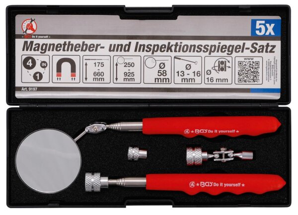 BGS Diy Magnetheber- und Inspektionsspiegel-Satz | 4-tlg.