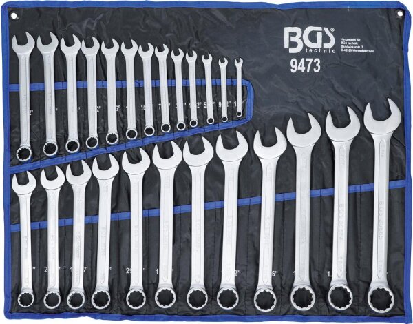 BGS Maul-Ringschlüssel-Satz | Zollgrößen | SW 1/4" - 1.1/4" | 25-tlg.