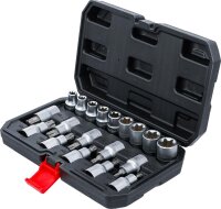 BGS Diy Bit-Einsatz-/Steckschlüssel-Satz | Antrieb Innensechskant 12,5 mm (1/2") | T-Profil (für Torx) / E-Profil | 19-tlg.