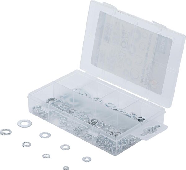 BGS Diy Federringe- / Unterlegscheiben-Sortiment | Ø 4 - 8 mm | 250-tlg.