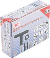 BGS Universal-Öldienst-Schlüssel-Satz | für Kunststoff-Ölablassschrauben | Antrieb Außensechskant 6,3 mm (1/4") / Abtrieb Außenvierkant 10 mm (3/8") | 5-tlg.