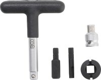 BGS Universal-Öldienst-Schlüssel-Satz | für Kunststoff-Ölablassschrauben | Antrieb Außensechskant 6,3 mm (1/4") / Abtrieb Außenvierkant 10 mm (3/8") | 5-tlg.