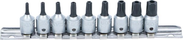 BGS Bit-Einsatz-Satz | Antrieb Innenvierkant 6,3 mm (1/4") | TS-Profil (für Torx Plus) mit Bohrung | 9-tlg.