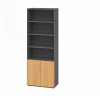 Regal 6OH/Türen 2OH 968T2 Graphit/Buche