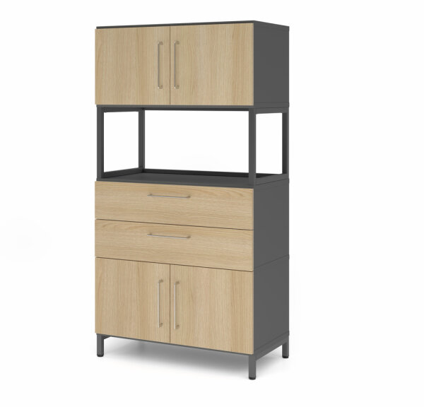 Schrank Kombischrank Flügeltüren Schubladen FW 80cm